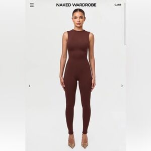 Naked Wardrobe Brown Sleeveless Jumpsuit
